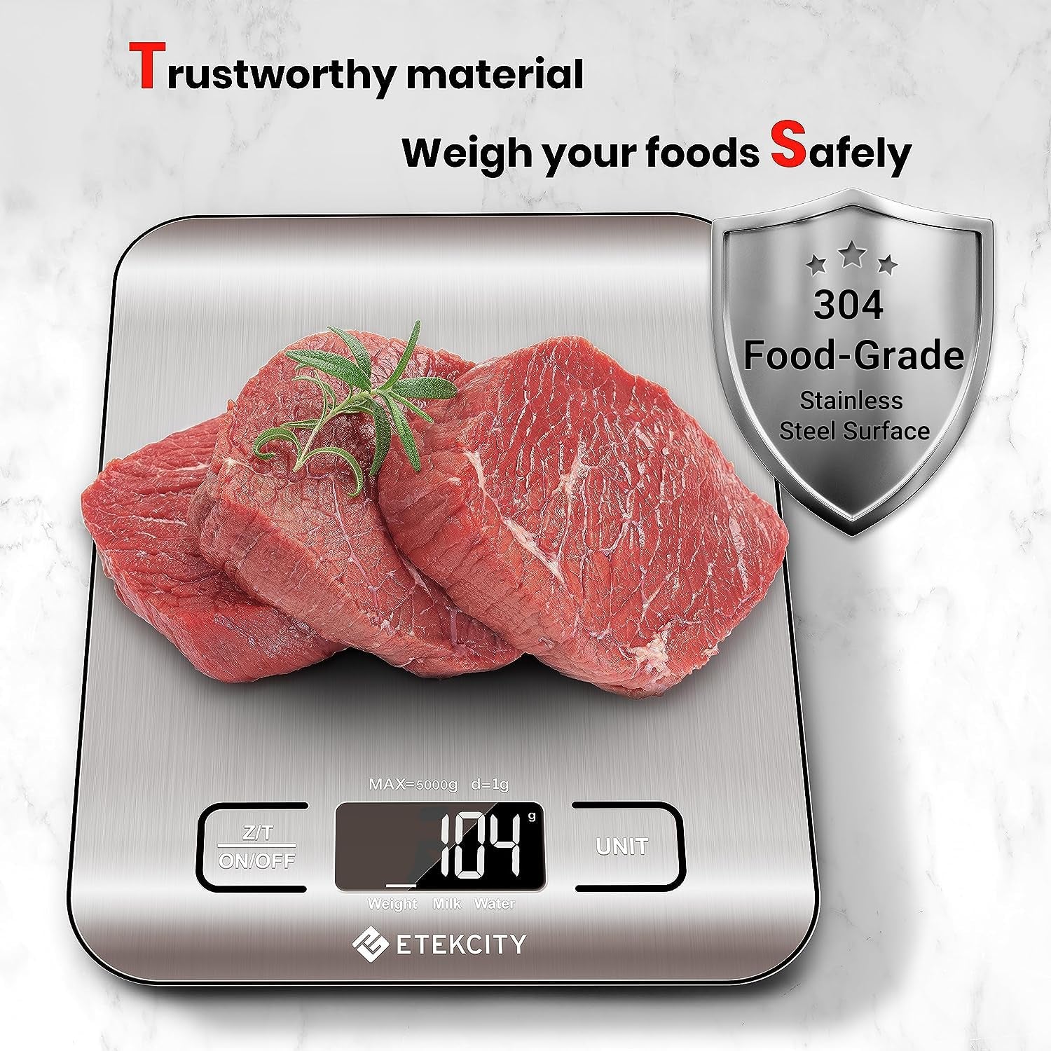 Digital Kitchen Scale with 304 Stainless Steel Construction, Weight Measurement in Grams and Ounces, Ideal for Baking, Cooking, and Meal Prep, LCD Display - Medium Size